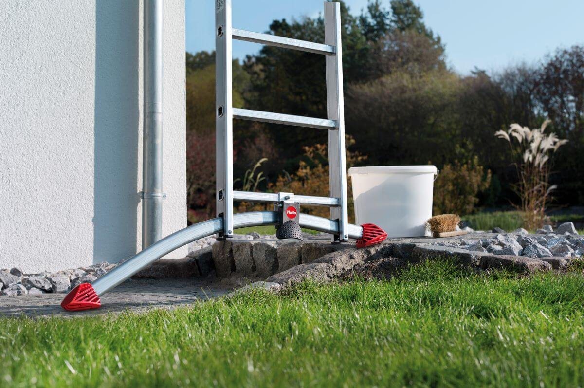Hailo Trittleiter ProfiLOT Aluminium-Teleskopleiter mit gratis Einhängetritt, Kombi-Leit (Set, gratis Einhängetritt), mit bis zu 150 kg belastbar, Rasthaken mit Transportsicherung Bild 4
