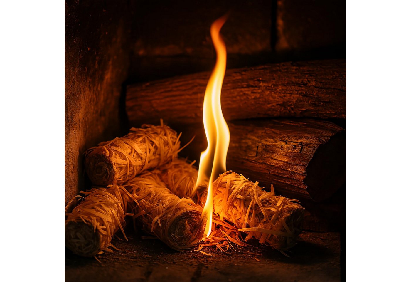 com-four Grillanzünder Holzwolle Anzünder - ökologische Kaminanzünder mit langer Brenndauer, 1 kg, geruchsneutrales Anzünden für Kamin, Grill und Feuerstellen Bild 4