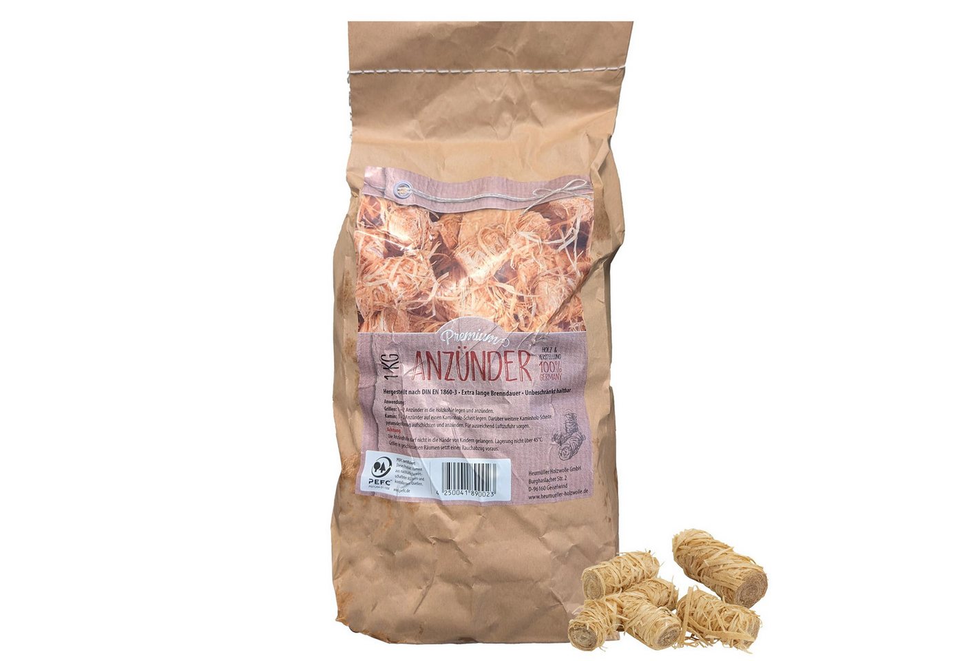 com-four Grillanzünder Holzwolle Anzünder - ökologische Kaminanzünder mit langer Brenndauer, 1 kg, geruchsneutrales Anzünden für Kamin, Grill und Feuerstellen Bild 5