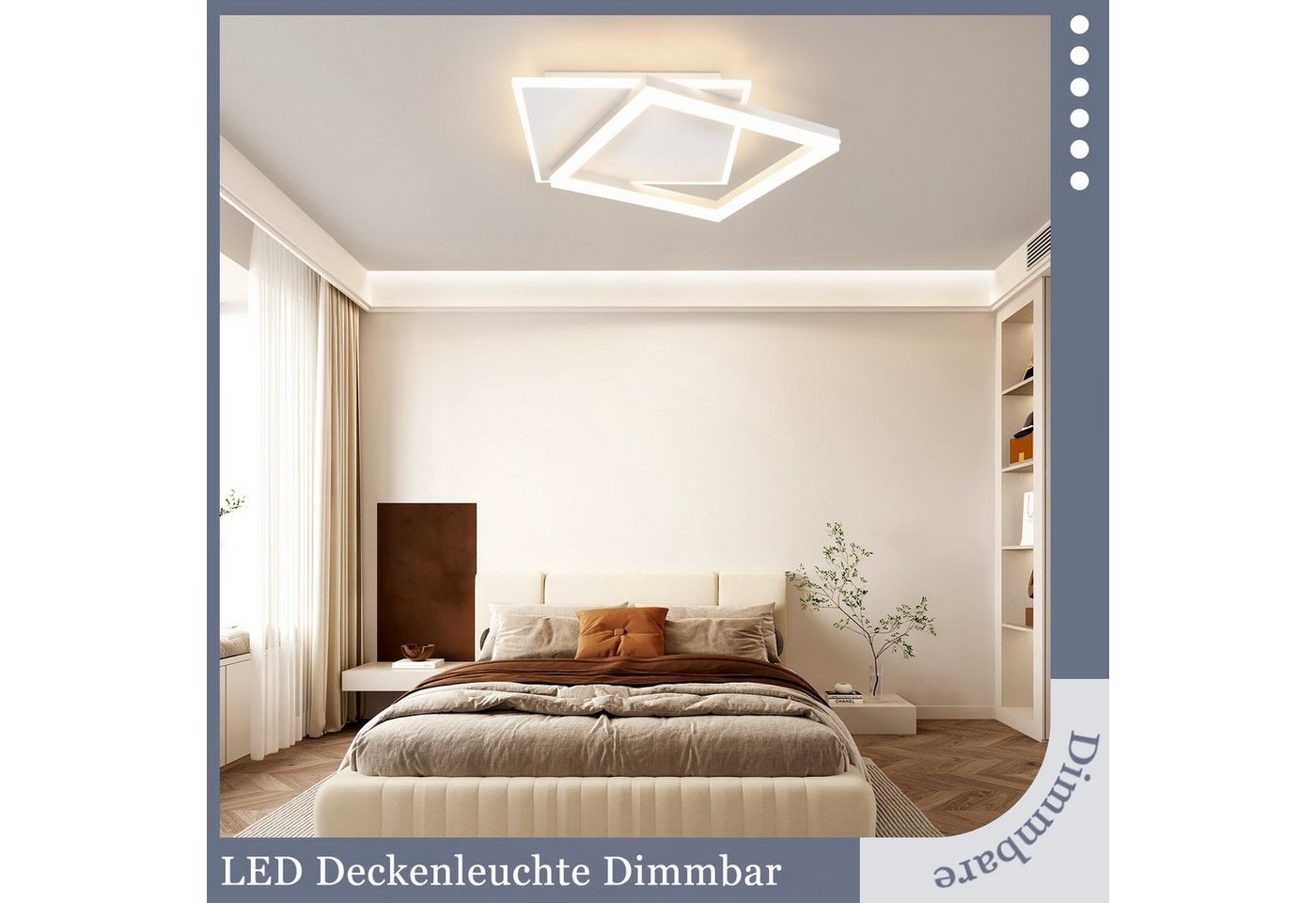 ZMH LED Deckenleuchte Deckenlampe Wohnzimmer - Schlafzimmerlampe Schwarz 42W, LED fest integriert Bild 2