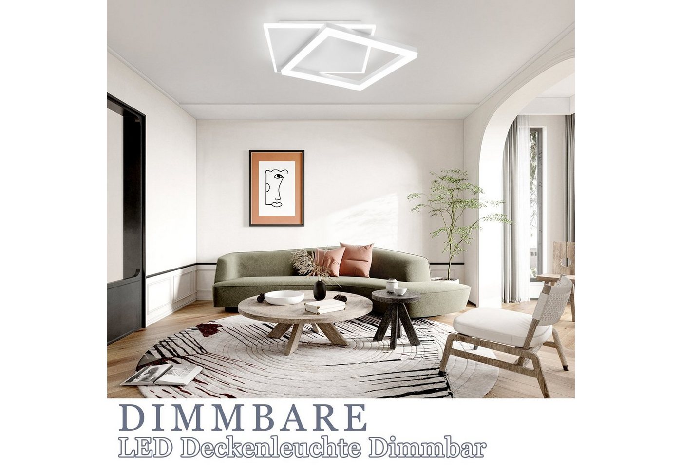 ZMH LED Deckenleuchte Deckenlampe Wohnzimmer - Schlafzimmerlampe Schwarz 42W, LED fest integriert Bild 5