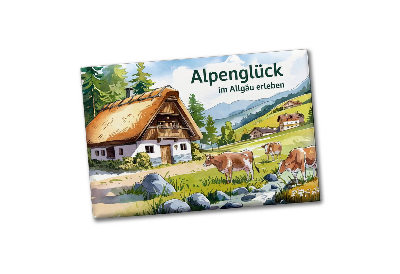 speecheese Magnet Alpenglück in den Bergen Souvenir Souvenir Magnet Landhaus mit Kühen