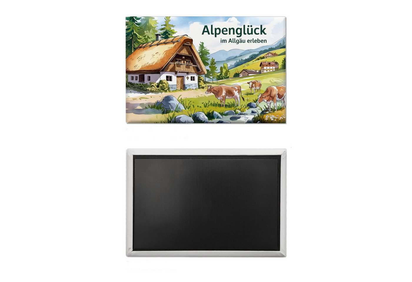 speecheese Magnet Alpenglück in den Bergen Souvenir Souvenir Magnet Landhaus mit Kühen Bild 2