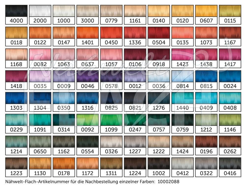 Nähwelt Flach - Troja Universal-Garn in Acryl-Garnbox 80 Farben (je500m) Nähgarn, 500 m (Spar-Set, 80-St)