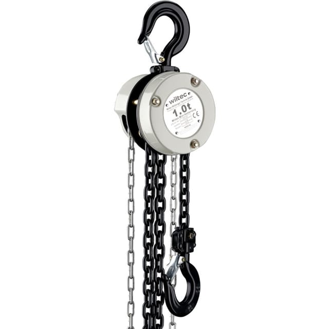 Wiltec - Mini Kettenzug bis 1 t, robuster Handkettenzug 3 m Hubhöhe, Tragmittel mit 3 m Lastkette, Hebezeug manuell, hochbelastbares Hebemittel