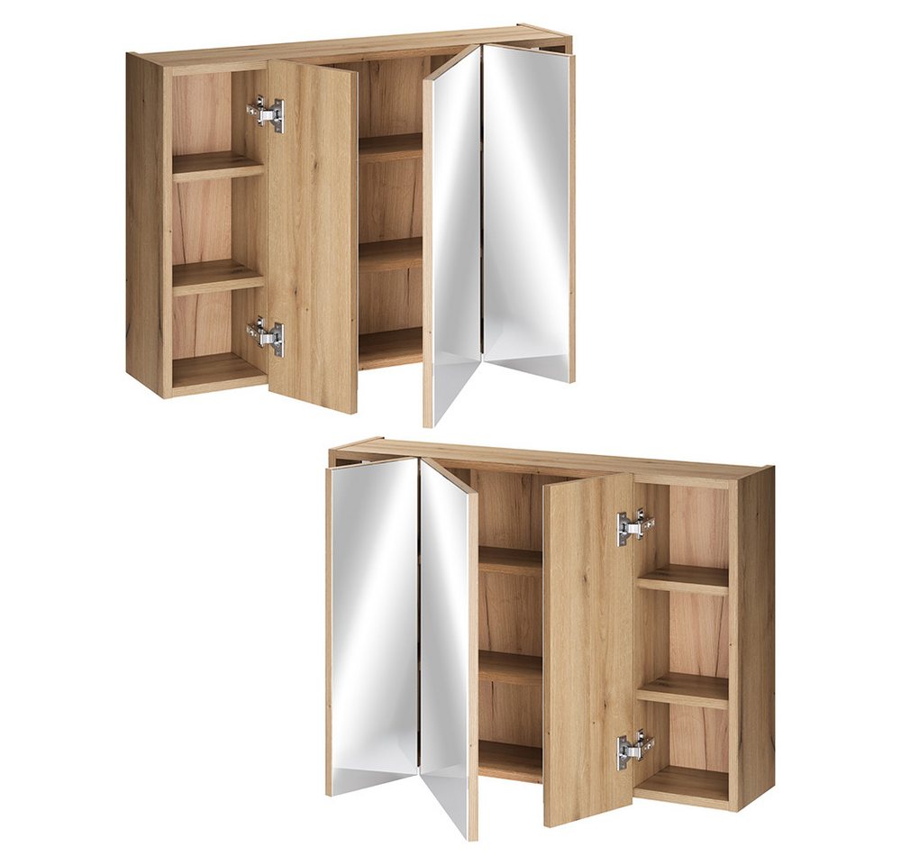 Lomadox Spiegelschrank NEWPORT-56-EVOKE mit 80 cm Breite in Eiche, 3-türig