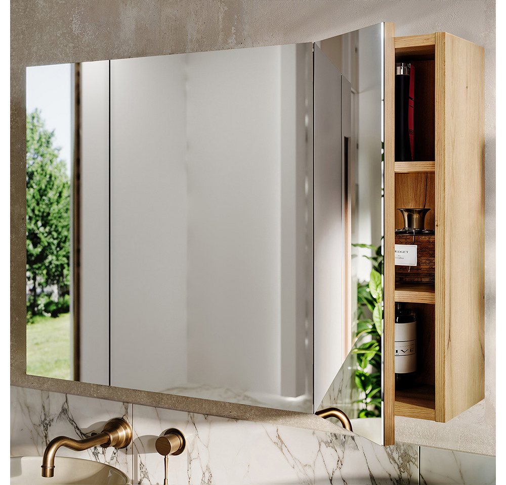 Lomadox Spiegelschrank NEWPORT-56-EVOKE mit 80 cm Breite in Eiche, 3-türig Bild 2