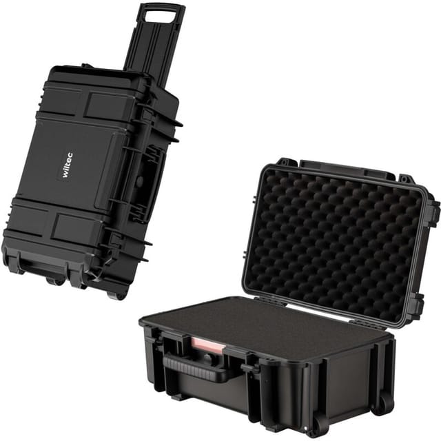 Wiltec - Universalkoffer 54,5 x 32,4 x 21,5 cm, wasserdichter Transportkoffer mit Rollen, Schutzkoffer aus pp und Glasfaser, Koffer mit