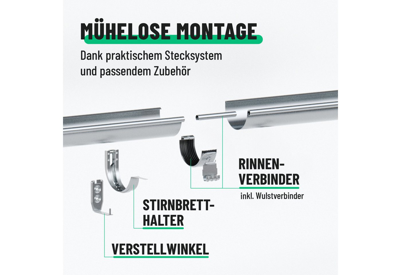 greate. Dachrinne Dachrinne 280 1,15 Meter verzinkt - Regenablauf Rinne - Dachrinnen,hat einen hohen Korrosionsschutz und bietet eine lange Lebensdauer, 1-St.