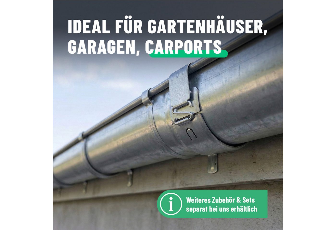 greate. Dachrinne Dachrinne 280 1,15 Meter verzinkt - Regenablauf Rinne - Dachrinnen,hat einen hohen Korrosionsschutz und bietet eine lange Lebensdauer, 1-St. Bild 3