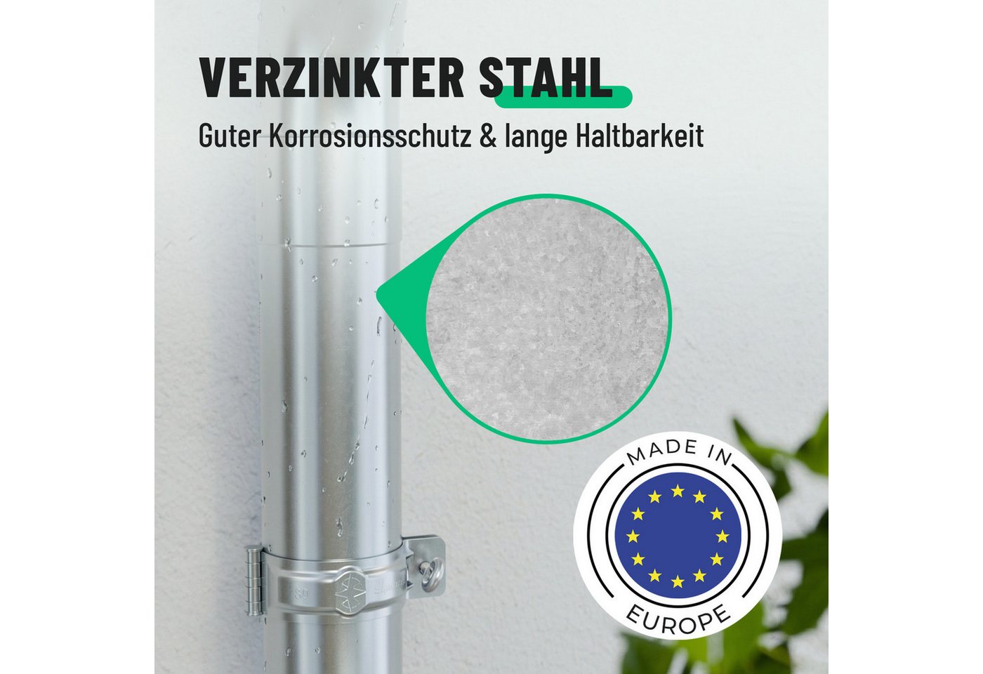 greate. Dachrinne Dachrinne 280 1,15 Meter verzinkt - Regenablauf Rinne - Dachrinnen,hat einen hohen Korrosionsschutz und bietet eine lange Lebensdauer, 1-St. Bild 5