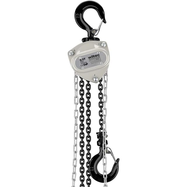 Wiltec - Kettenzug bis 500 kg, robuster Handkettenzug 3 m Hubhöhe, Tragmittel mit 3 m Lastkette, Hebezeug manuell, hochbelastbares Hebemittel