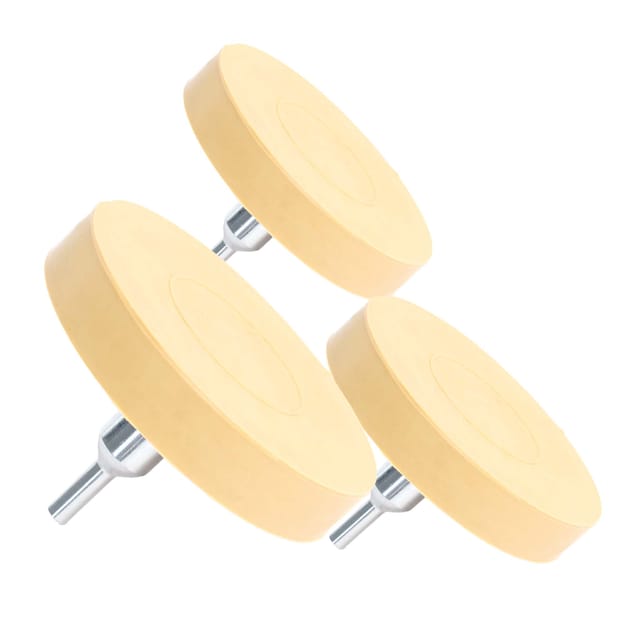 Xpotool - Folienradierer 3 Stück ø 88 mm mit 6 mm Adapter zum Entfernen von Kleberesten, Autoplaketten und Aufklebern, Klebeentferner mit Gummi