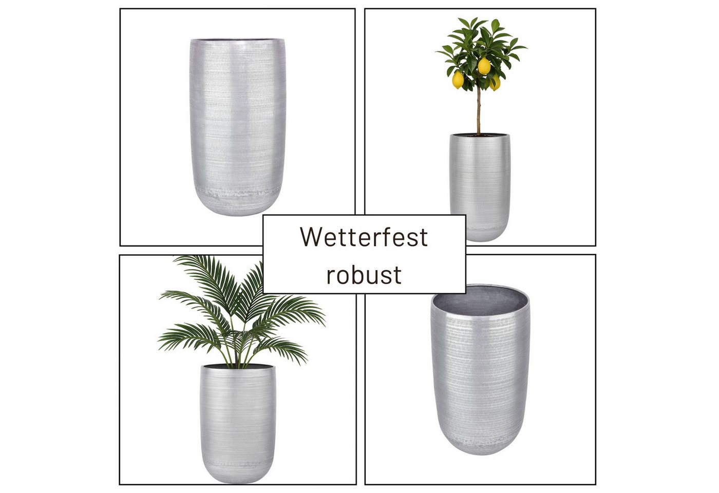 Marrakesch Orient & Mediterran Interior Übertopf Moderner Blumentopf Camiel Silber handgefertigt aus Aluminium 65 cm (1 St), Handarbeit Bild 2