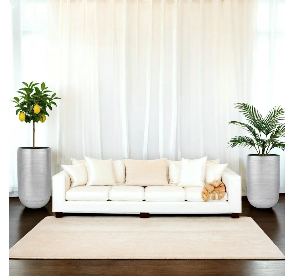 Marrakesch Orient & Mediterran Interior Übertopf Moderner Blumentopf Camiel Silber handgefertigt aus Aluminium 65 cm (1 St), Handarbeit Bild 3
