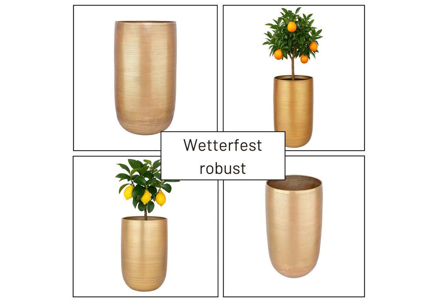 Marrakesch Orient & Mediterran Interior Übertopf Moderner Blumentopf Camiel Gold handgefertigt aus Aluminium 71 cm (1 St), Handarbeit Bild 2