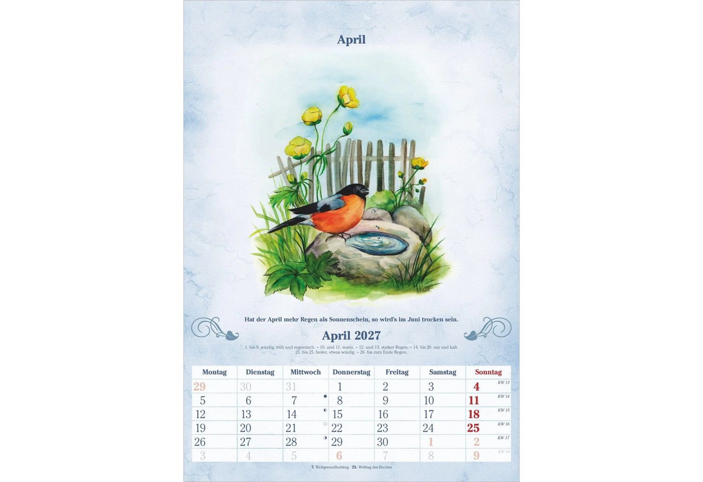 Wandkalender 100-jähriger Kalender 2027