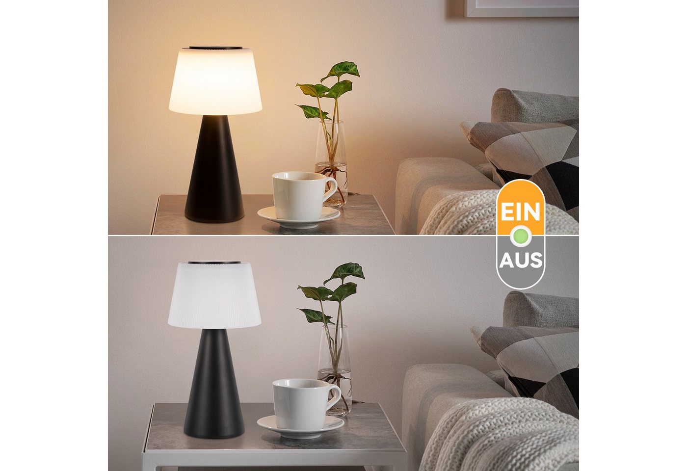 ZMH LED Tischleuchte Kabellos 3600mhA Dimmbar Tischlampe Modern Wohnzimmer Batterie, LED fest integriert, 3000-6500K, Touch Nachttischlampe mit USB Aufladbar Outdoor Bild 5