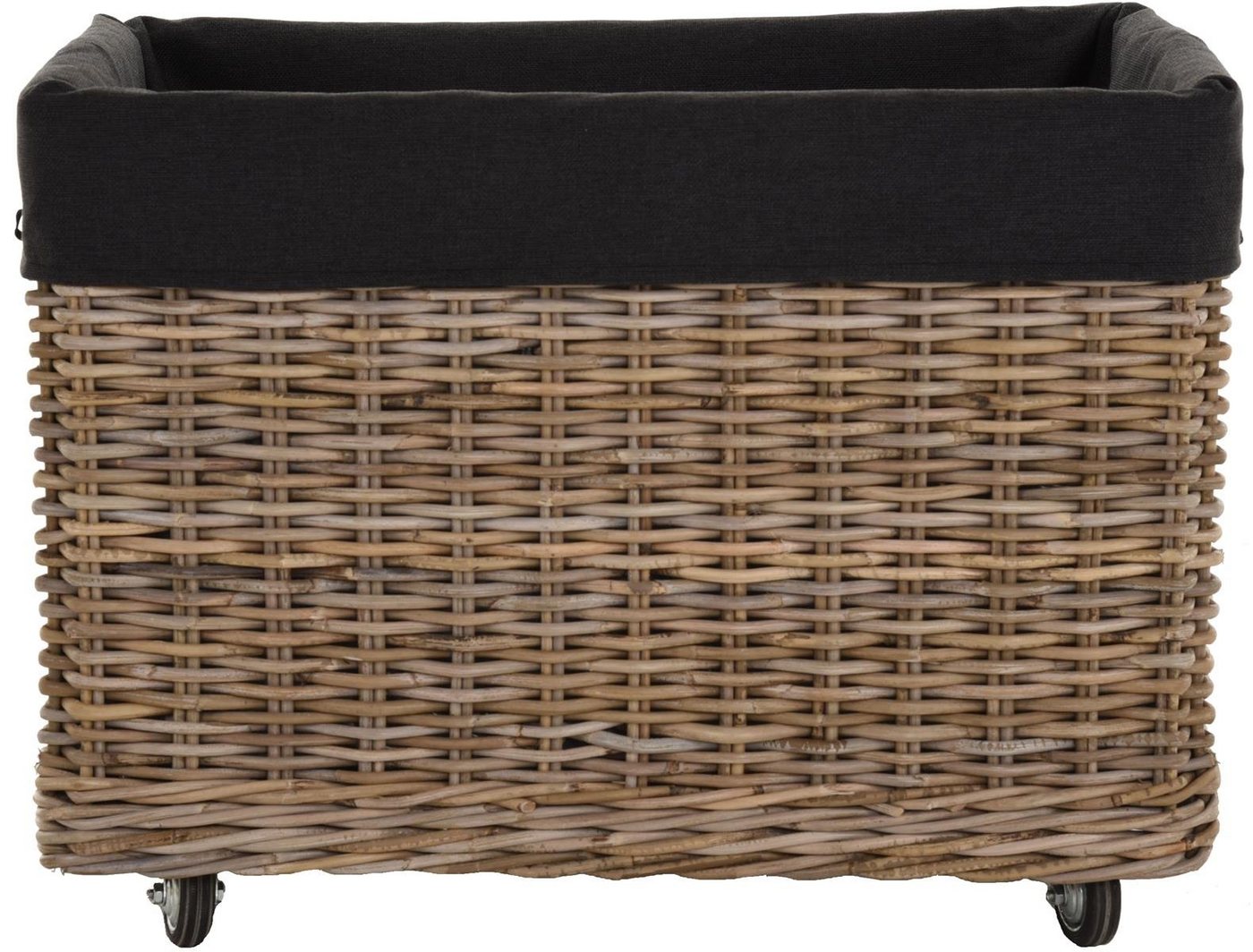Krines Home Kaminholzkorb Großer Rollkorb Holzwagen Natur Rattan Korb Rollwagen Holzkorb, mit Griffen, mit Rollen, mit Inlett, Kamin Allzweck-Korb (Rechteckig) Bild 5