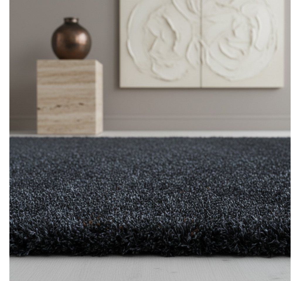 KADIMA DESIGN Teppich SALZACH Shaggy Langflor Wohnzimmer Schlafzimmer Waschbar Esszimmer, Läufer, Höhe: 52 mm, Anthrazit, 60x110 cm, Wohnzimmerteppich Strapazierfähig Waschbar Bild 4
