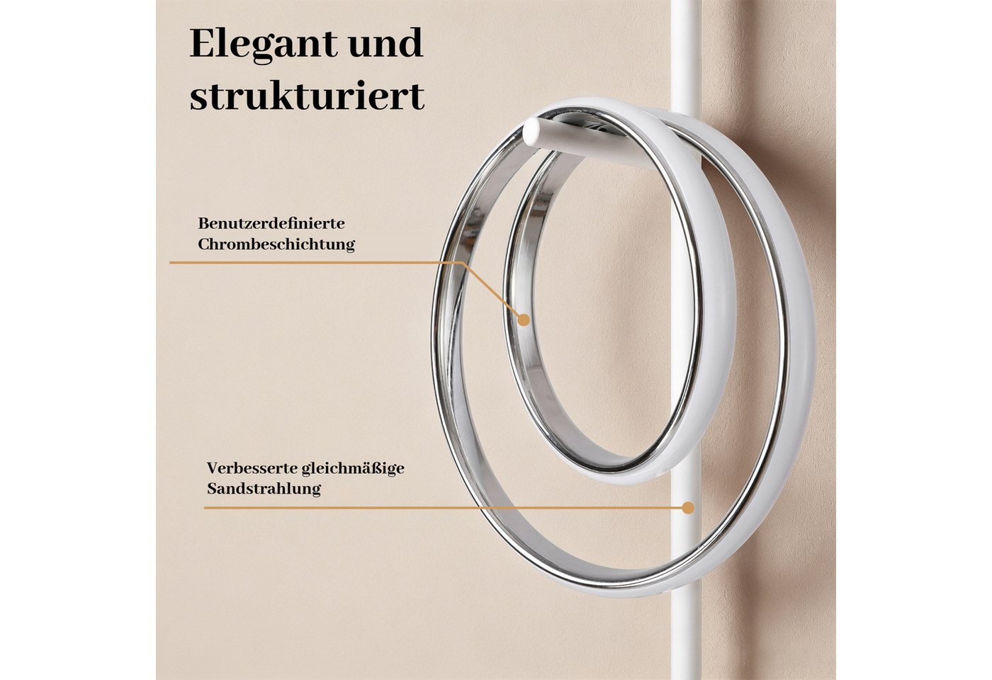 BlingBin Stehlampe LED Doppelring Standleuchte 21W, 4500K, LED Lampe 2500lm, LED fest integriert, Naturweiß, Wohnzimmerlampe mit Schalter für Schlafzimmer, Büro, Küche& Flur Bild 2