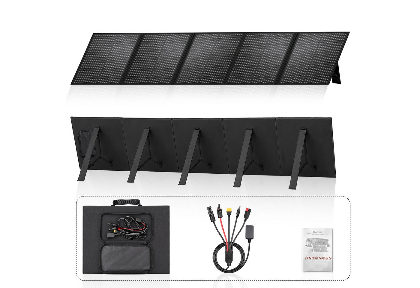 Rhein Beleuchtung Solarmodul 300W Faltbares Solarpanel 36V mit 4-in-1 Kabel für Powerstation, 300 W, Monokristallines Silizium, (Set, 1-St., MC4 XT60 Anderson DC5521 für Camping Wohnmobil Offgrid), Monokristallin, wasserdicht, tragbar & 5-fach faltbar Bild 4