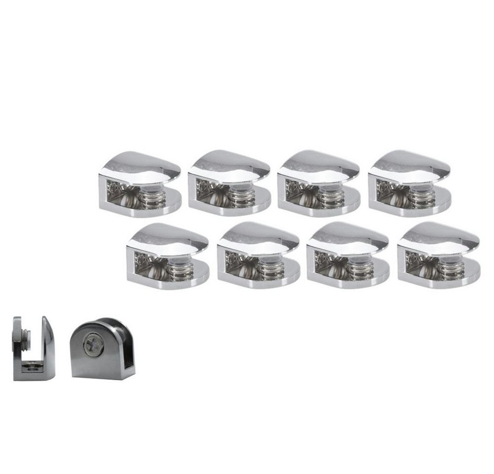 HOOZ Wandregalhalter 8er Set Regalhalter Chrom für Glas & Holzeinlagen, Set 8-tlg., für Regalböden zwischen 6 und 8 mm