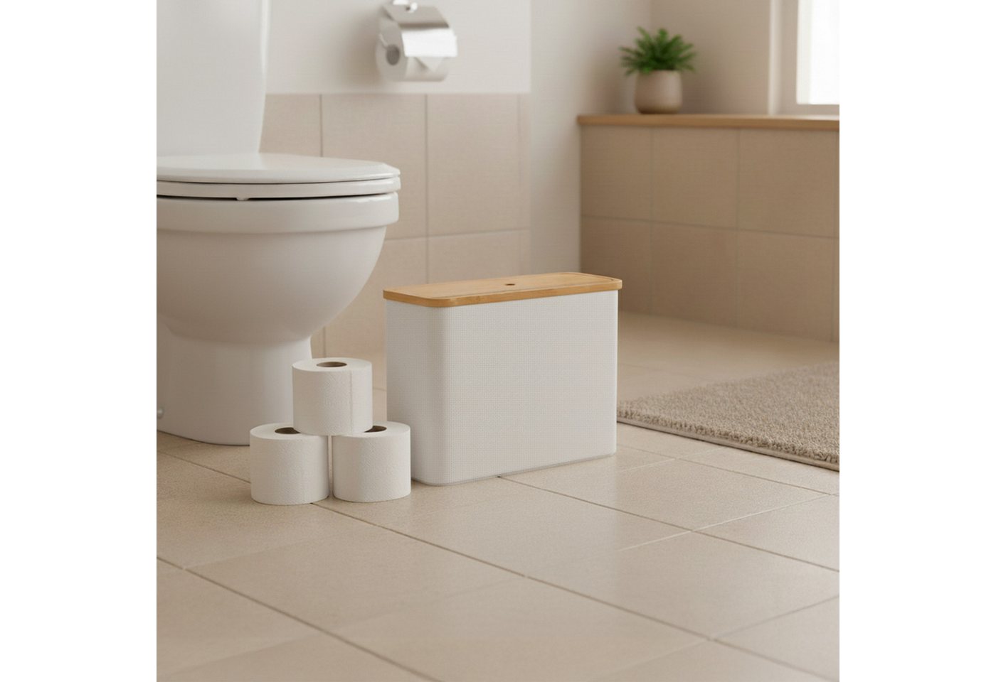 relaxdays Toiletten-Ersatzrollenhalter Toilettenpapier Aufbewahrung 12 Rollen (1-St), weiß Bild 4