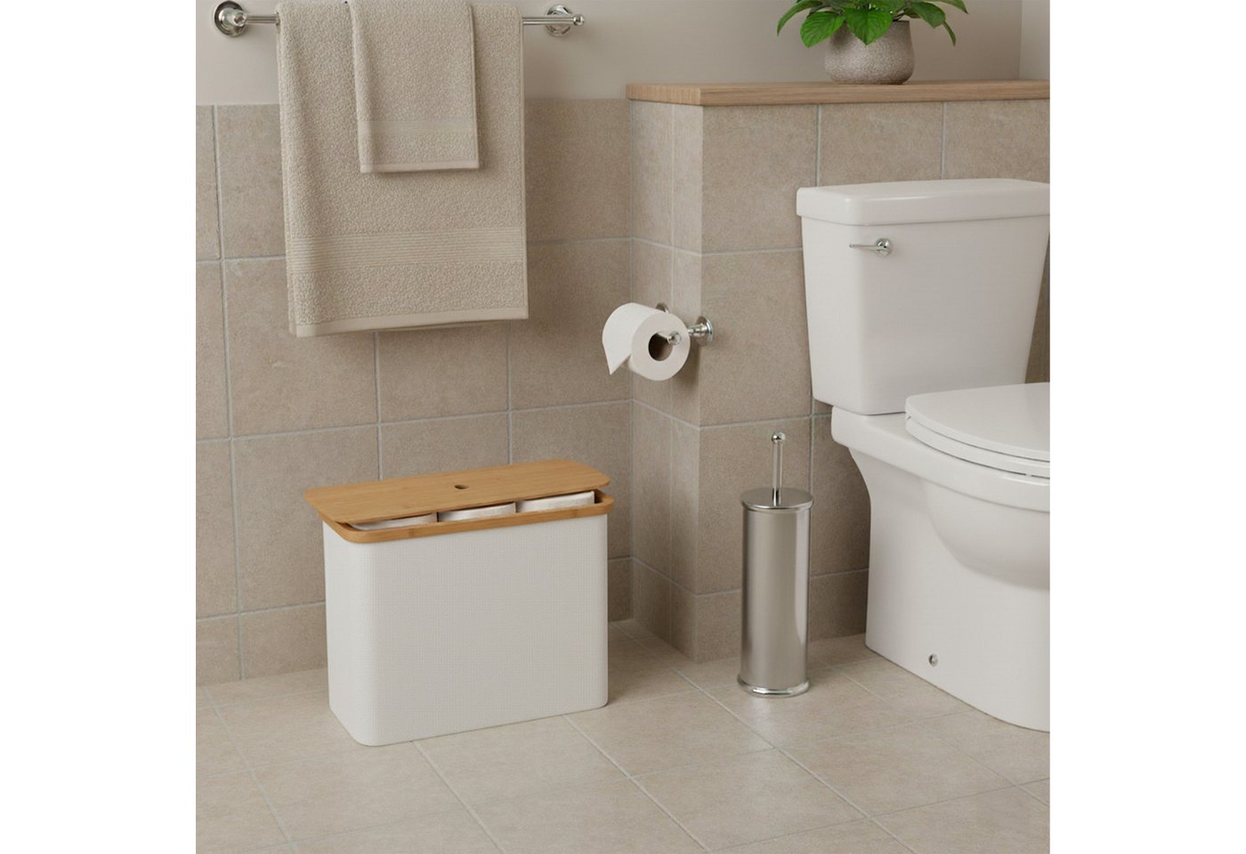 relaxdays Toiletten-Ersatzrollenhalter Toilettenpapier Aufbewahrung 12 Rollen (1-St), weiß Bild 5