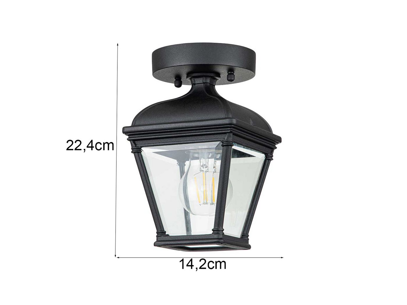 Elstead LIGHTING LED Außen-Deckenleuchte, LED wechselbar, Warmweiß, Decken-Laterne im Landhausstil mit Klarglas Lampenschirm, Höhe 22,5cm