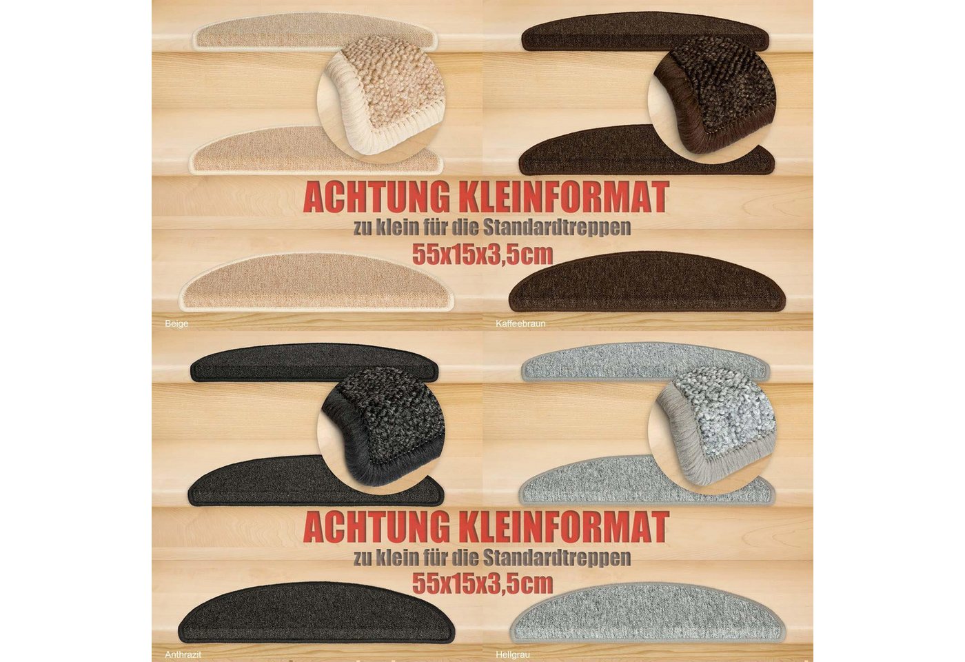 Metzker® Stufenmatte Stufenmatten Rambo Kleinformat 55x15x3,5cm Halbrund, halbrund, Höhe: 5 mm, 15 Stück im Set - Kaffeebraun Bild 2