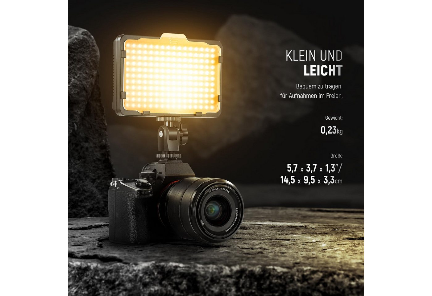 Neewer Videoleuchte PT-176S 176-LED-Panel, 5600K dimmbar. Universell für DSLR-Kameras, mit 1/4" Gewinde, für Canon Nikon Pentax Panasonic Sony Bild 3