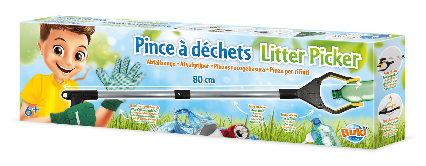 Buki France Gartenpflege-Set BUKI Abfallzange mit Greifkopf und Handschuhen für Kinder ab 6, Ein Teil der Zange ist magnetisch Bild 3