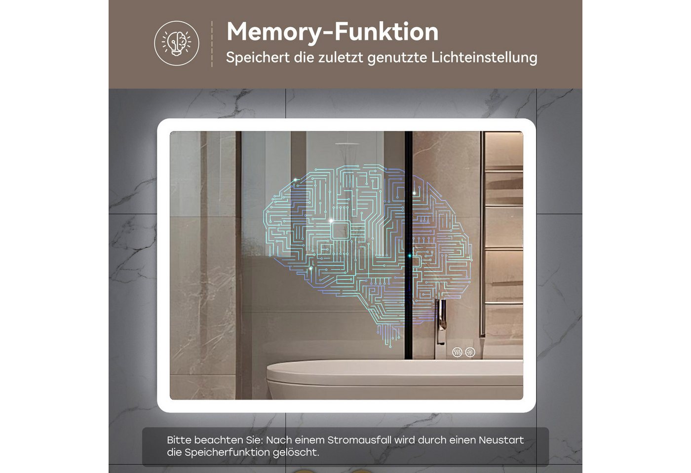 HOROW Badspiegel Badspiegel LED Badezimmerspiegel Rechteckig Lichtfarbe einstellbar (Kaltweiß/Neutralweiß/Warmweiß Licht, Dimmbar, Memory Funktion, IP44, 3 Lichtfarben, Anti-Beschlag), Dimmbar, Antibeschlag ohne Rahmen Wandspiegel, Energiesparend Bild 5