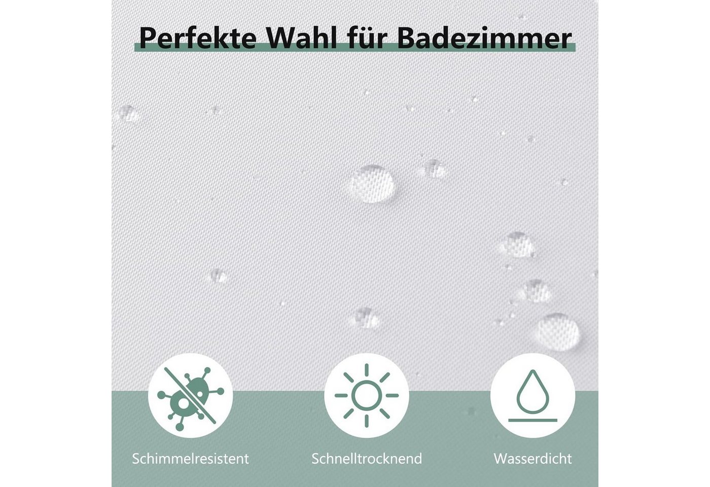 Coonoor Duschvorhang Anti-Schimmel Badezimmervorhang, Wasserdicht und Waschbar Breite 180 cm (1-tlg), Perfekt für Badewanne & Dusche Bild 4