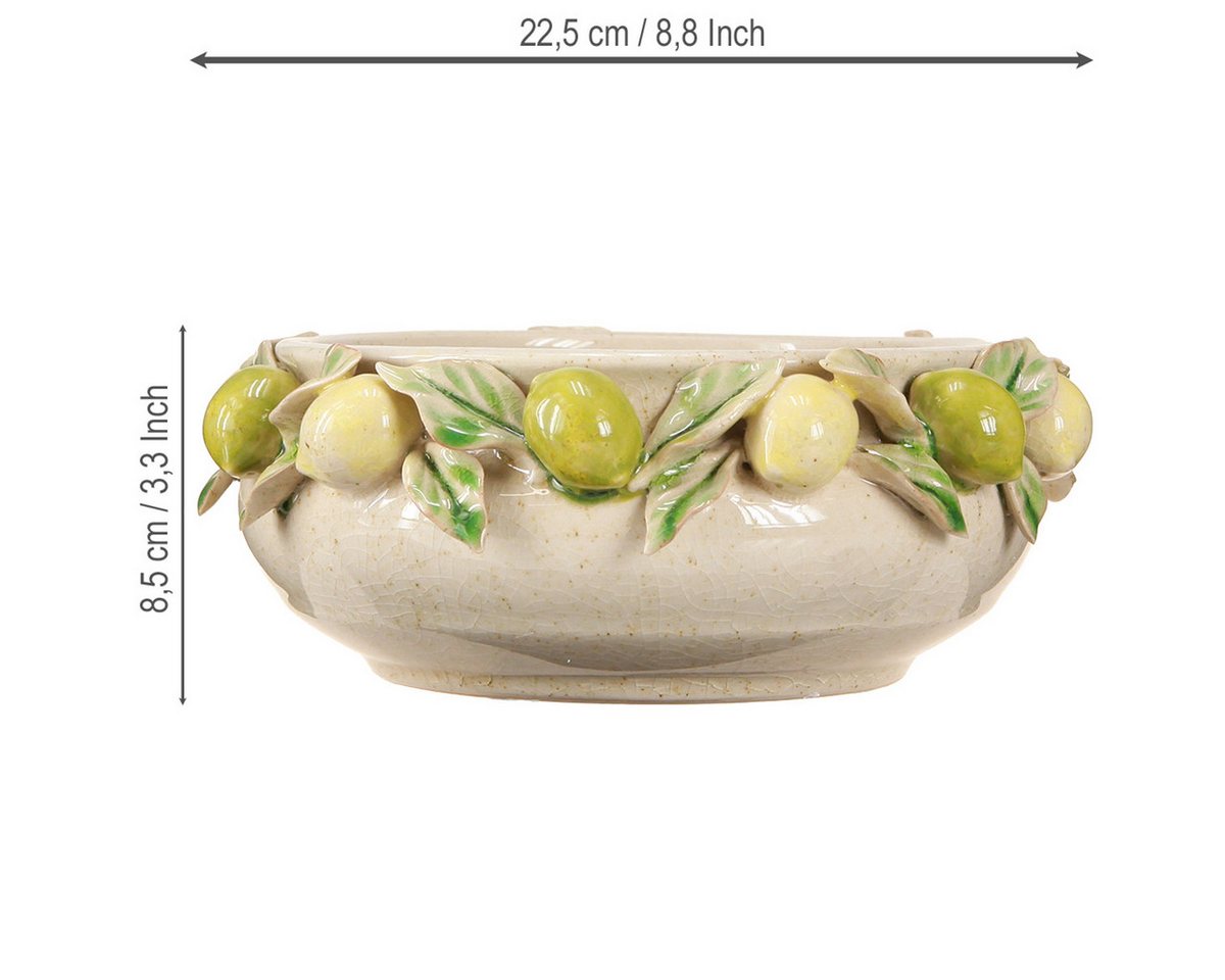Florists Products Übertopf Keramik Schale Zitronen Mediterran Tischdeko Ø21,5cm H8,5cm