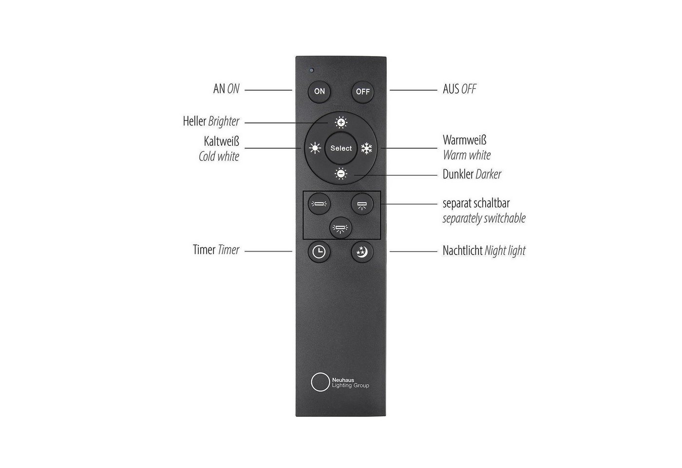 MONDO LED Pendelleuchte FAMERA, 2-flammig, Braun, Schwarz, Eichenholz, Anpassung der Farbtemperatur, Dimmfunktion, LED fest integriert, Metall, Höhenverstellbar, mit Fernbedienung, Ø 50 x H 200 cm Bild 4