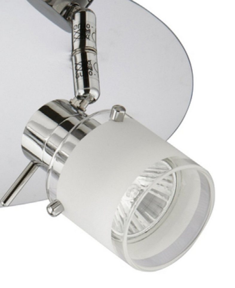 TRANGO LED Deckenstrahler, 3-flammig 1006-38R IP44 LED Badleuchte inkl. 3x 3 Watt GU10 LED Leuchtmittel *RONNY* Bad Deckenleuchte mit Glaslampenschirm in Chrom-Optik Rondell, Spots schwenkbar & drehbar