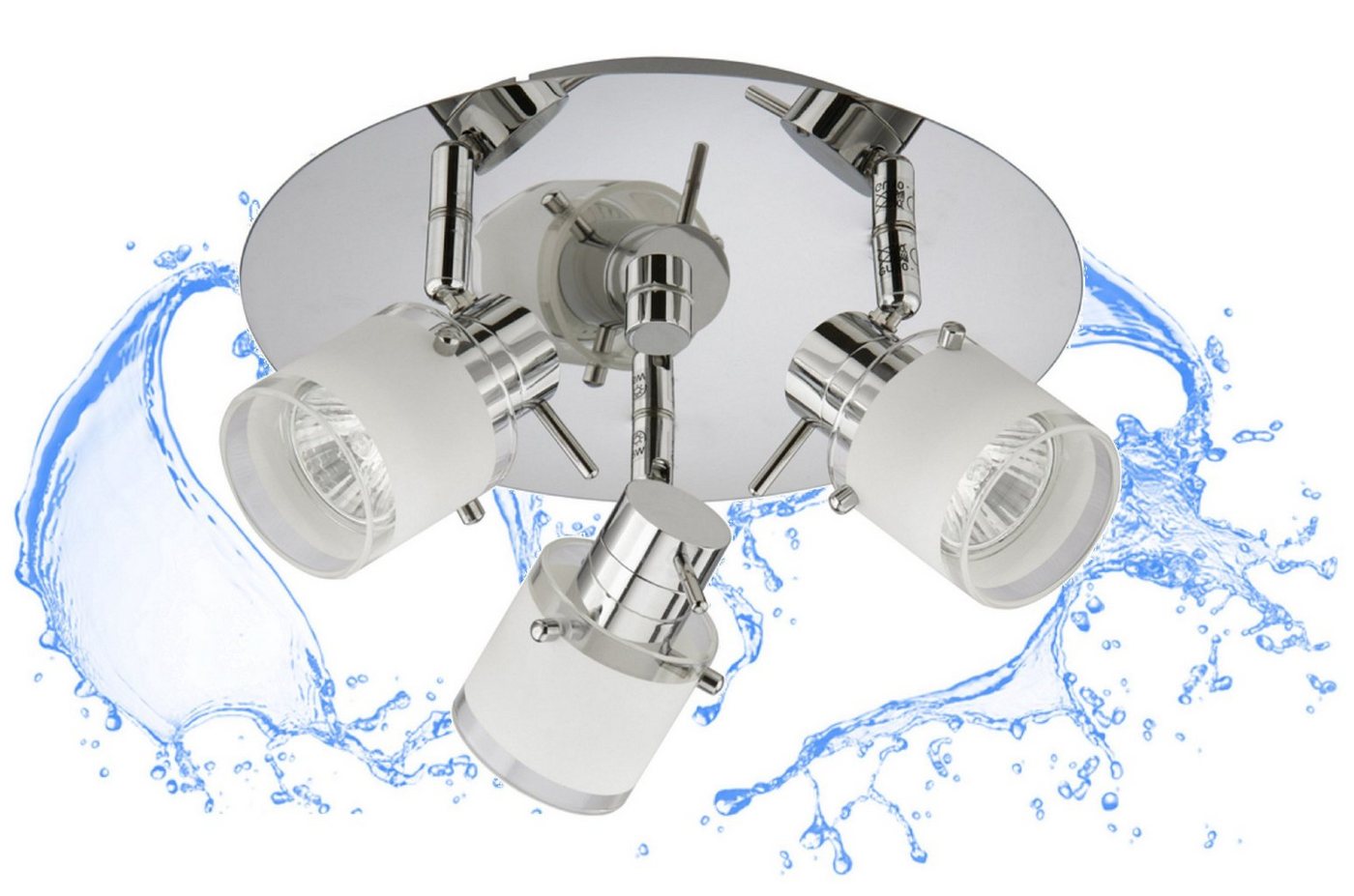TRANGO LED Deckenstrahler, 3-flammig 1006-38R IP44 LED Badleuchte inkl. 3x 3 Watt GU10 LED Leuchtmittel *RONNY* Bad Deckenleuchte mit Glaslampenschirm in Chrom-Optik Rondell, Spots schwenkbar & drehbar Bild 4