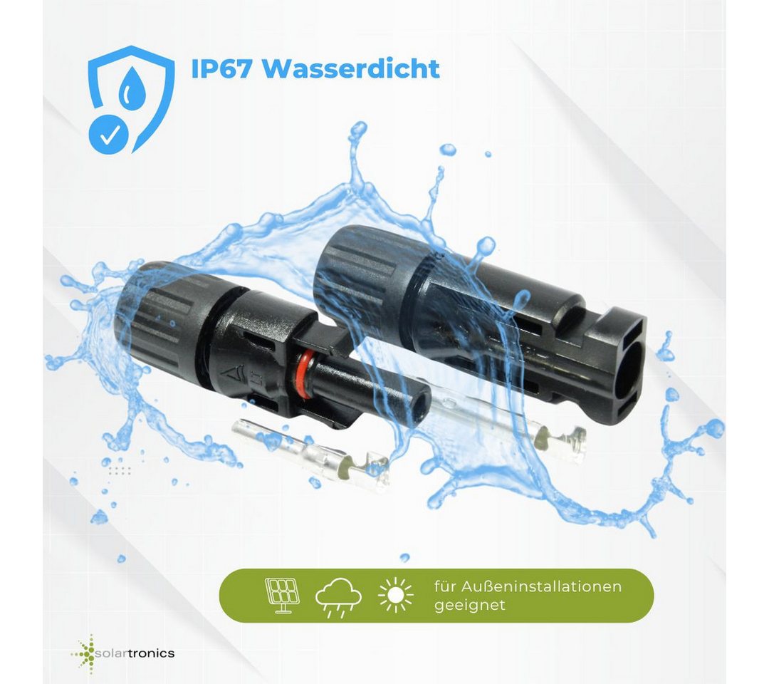 solartronics Solarmodul 5-100 Paar Solarstecker Solar-Spannschlüssel Set, Wasserdicht, (6-St)