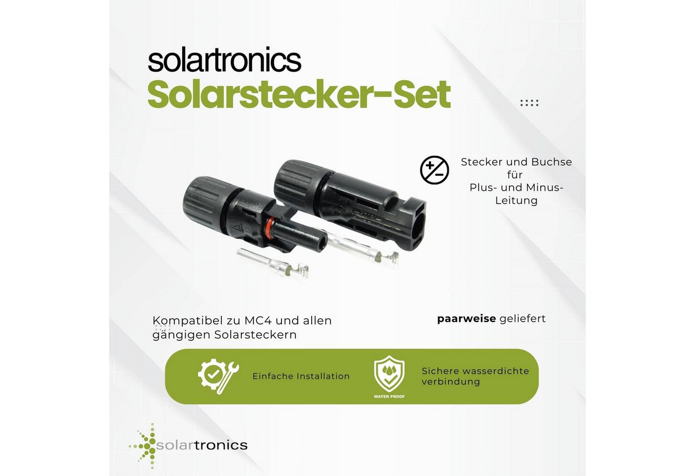 solartronics Solarmodul 5-100 Paar Solarstecker Solar-Spannschlüssel Set, Wasserdicht, (6-St) Bild 2