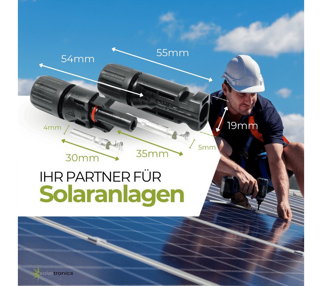 solartronics Solarmodul 5-100 Paar Solarstecker Solar-Spannschlüssel Set, Wasserdicht, (6-St) Bild 3