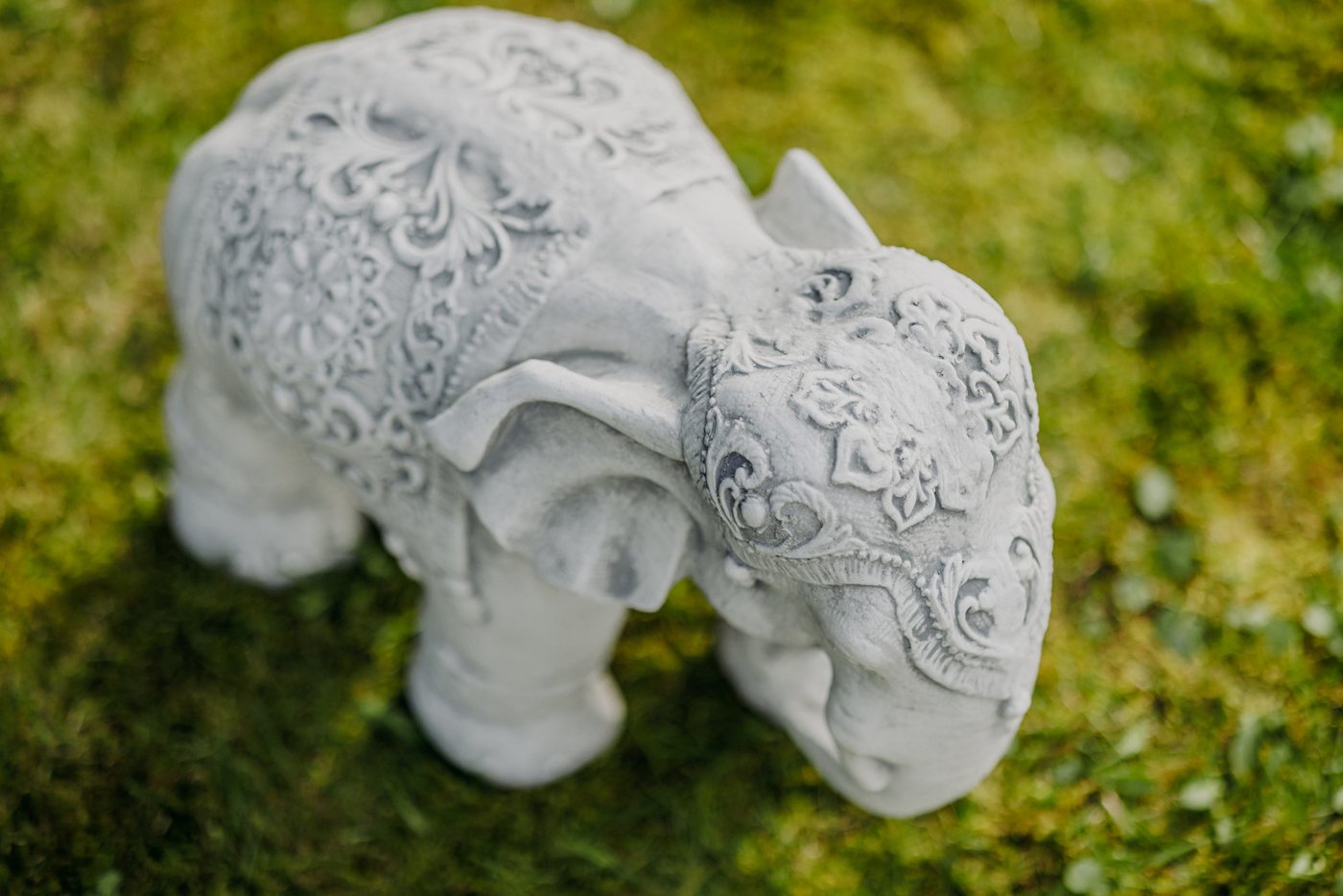 gartendekoparadies.de Gartenfigur Indischer Elefant Steinfigur, H. 25 cm, 13 kg, Frostsicher