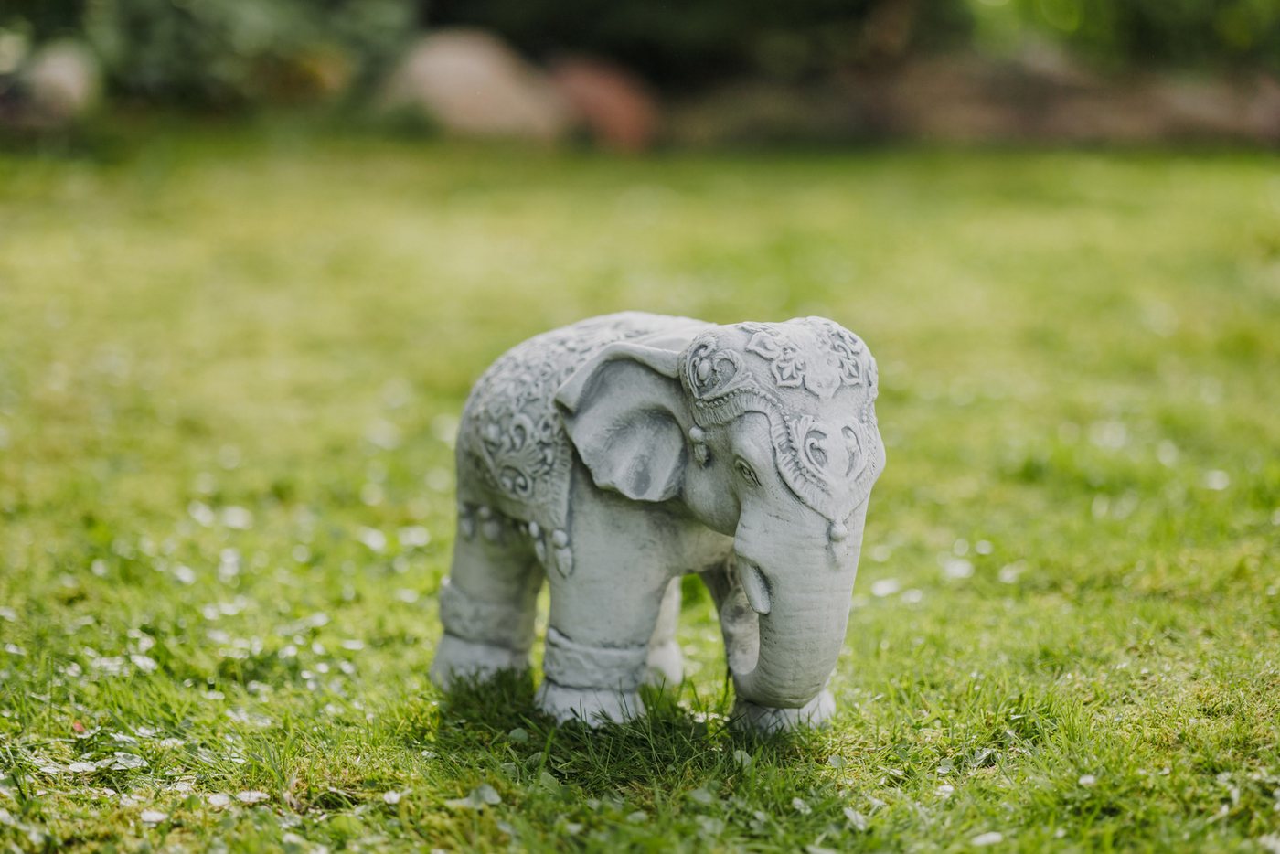 gartendekoparadies.de Gartenfigur Indischer Elefant Steinfigur, H. 25 cm, 13 kg, Frostsicher Bild 2