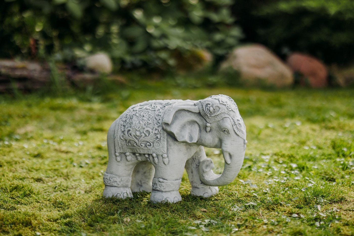 gartendekoparadies.de Gartenfigur Indischer Elefant Steinfigur, H. 25 cm, 13 kg, Frostsicher Bild 3