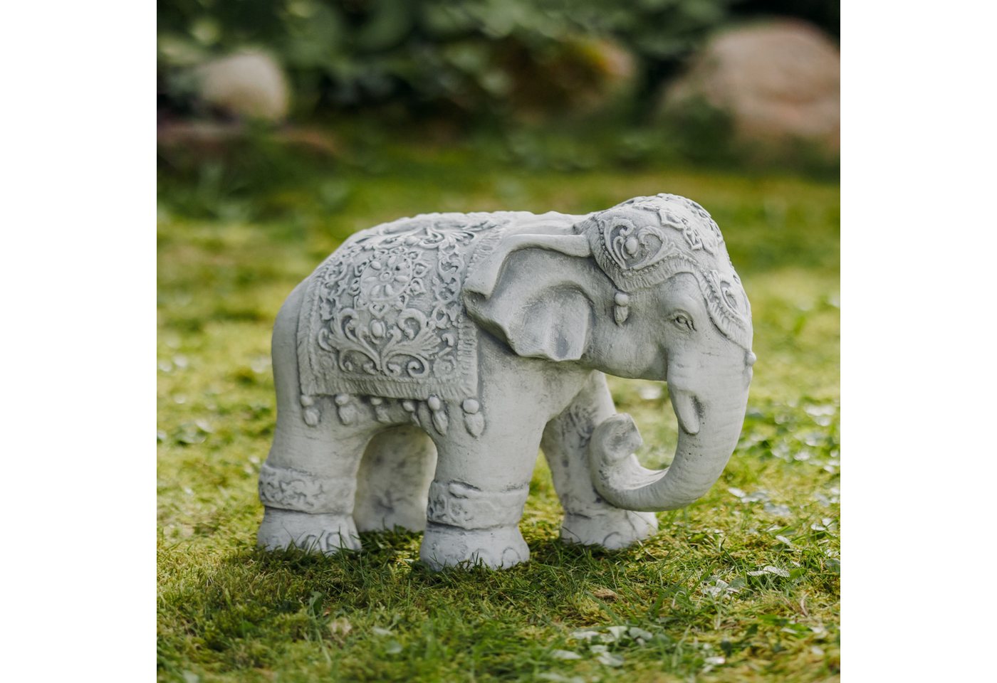 gartendekoparadies.de Gartenfigur Indischer Elefant Steinfigur, H. 25 cm, 13 kg, Frostsicher Bild 4