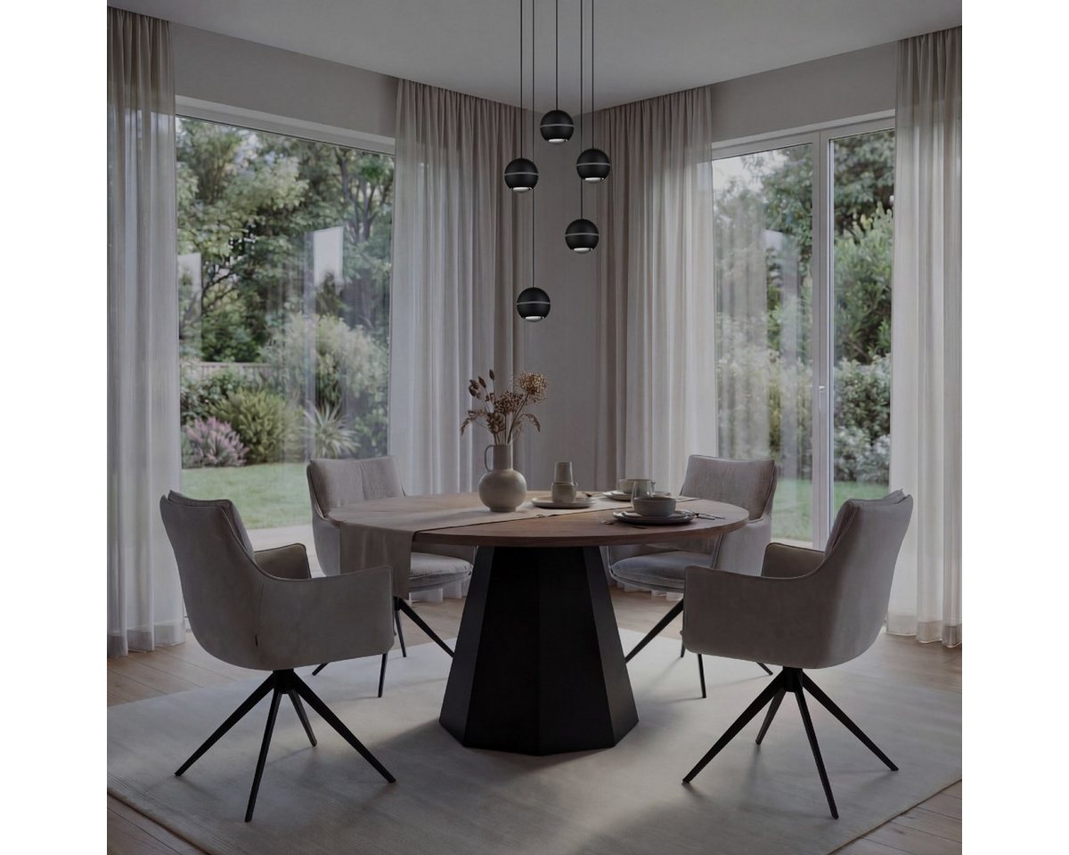 CASA DOMA LED Pendelleuchte Tavira Rondell, 5-flammig, für Esstische, höhenverstellbare Kugeln, dimmbar, LED fest integriert, Warmweiß, aus Metall, Cluster, Soft-Lift, 30 cm Durchmesser Bild 3