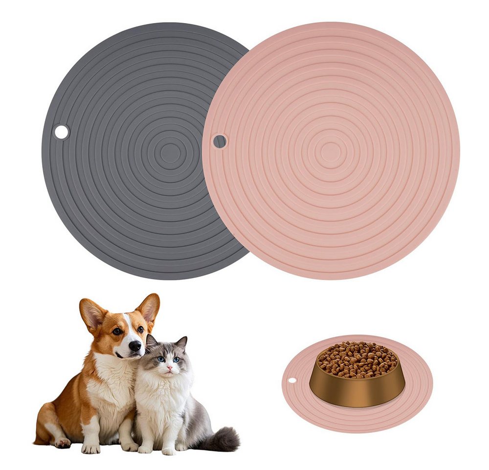 Srvillg Napfunterlage Packung mit 2 Futtermatten für Hunde und Katzen, Hundeschüssel-Matte, 2-St., Katzenschüssel-Matte aus Silikon, Futtermatte für Hund und Katze