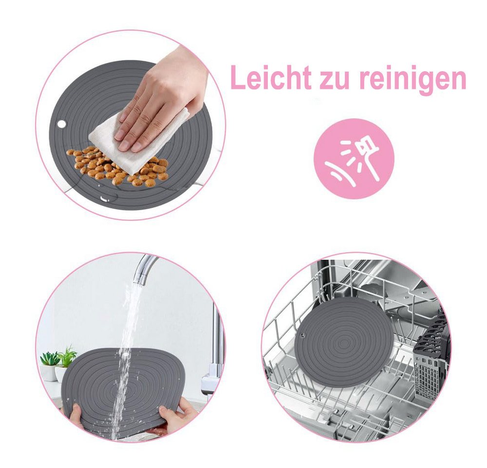 Srvillg Napfunterlage Packung mit 2 Futtermatten für Hunde und Katzen, Hundeschüssel-Matte, 2-St., Katzenschüssel-Matte aus Silikon, Futtermatte für Hund und Katze Bild 3