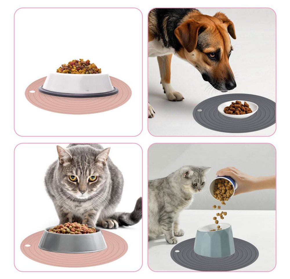 Srvillg Napfunterlage Packung mit 2 Futtermatten für Hunde und Katzen, Hundeschüssel-Matte, 2-St., Katzenschüssel-Matte aus Silikon, Futtermatte für Hund und Katze Bild 4